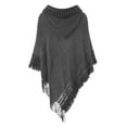 thumbnail image 3 of Summer Clearance Sale! Pitauce Cover Up for Women Solid Color Crochet Poncho Knitting Hooded Cape Asymmetric Tassel Hem Shawl Lace Up Versatile Wrap, 3 of 3