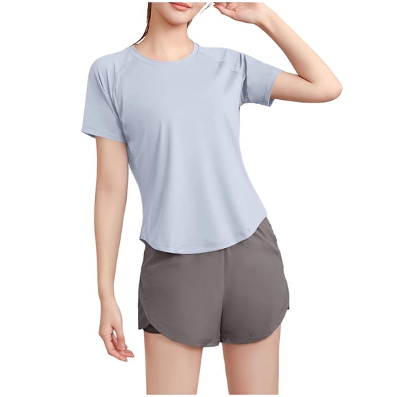 Womens Workout Tops - Athletic Running Gym Yoga Short Sleeve Shirts Breathable Crewneck Tees