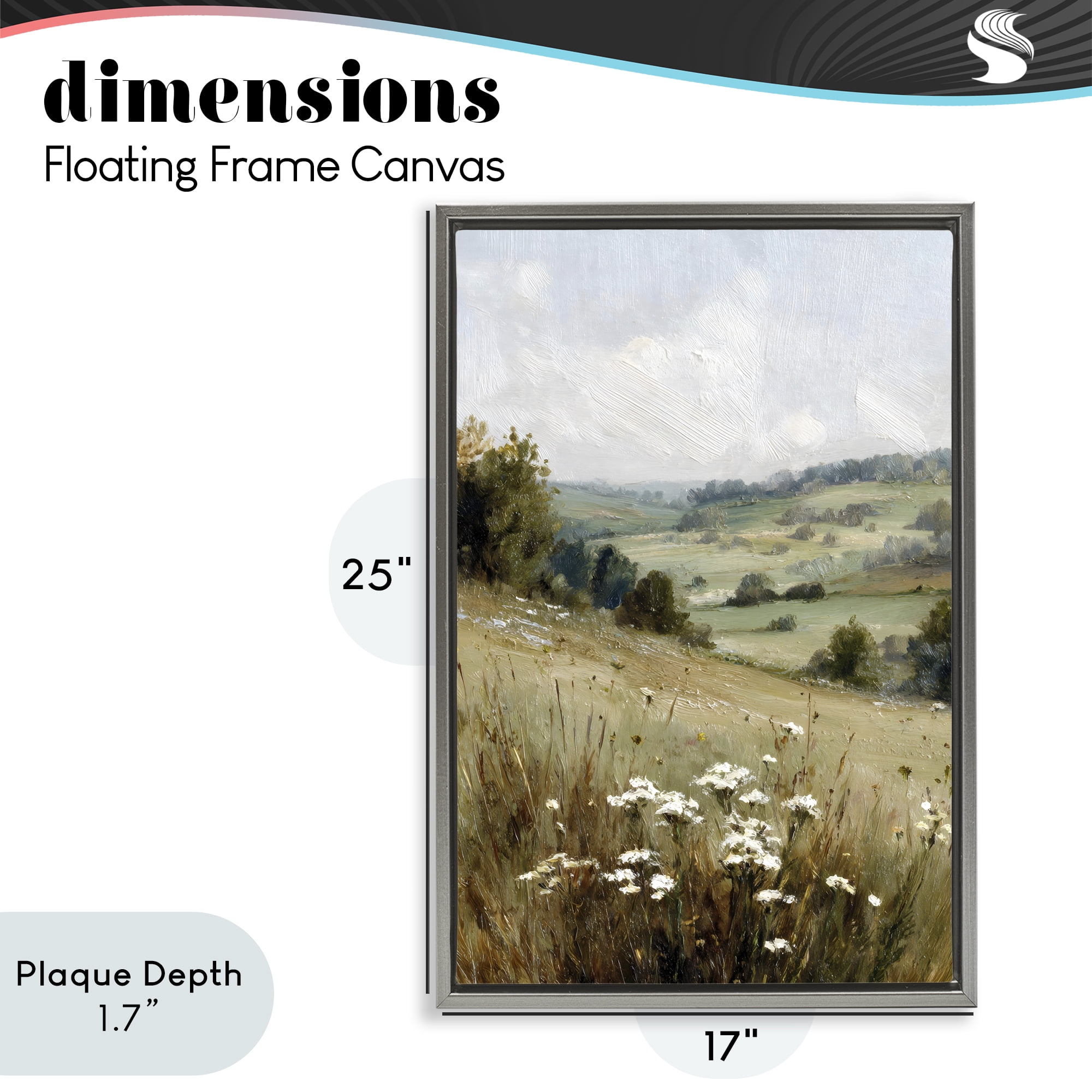 Stupell Industries Hill of White Flowers Gray Framed Floater Canvas Wall Art, design by Petal Prints Design