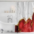 thumbnail image 3 of Red Gold Marble Shower Curtain, Waterproof Shower Curtains for Bathroom, Modern Abstract Marble Crack Texture Washable Fabric Bathtub Curtain Set Bath Decor with 12 Hooks Long 72"x84", 3 of 8
