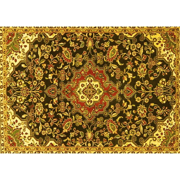 Ahgly Company Indoor Rectangle Persian Yellow Traditional Area Rugs, 5' x 7'