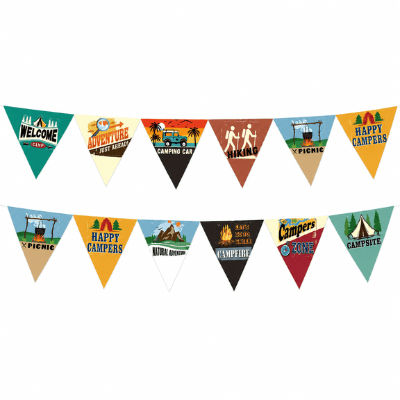 Felinux Camping Pennant Banner, 10 ft Welcome Camp Party Garland