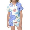 thumbnail image 1 of Hiiyo 2-Piece Pajamas for Girls Button-Down Short Sleeve Shirt Shorts Homewear, Sizes 2-13, 1 of 3