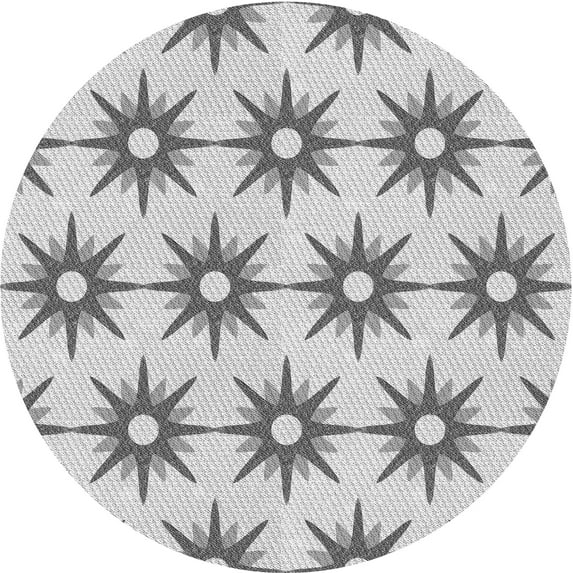 Ahgly Company Indoor Round Patterned Battleship Gray Area Rugs, 6' Round