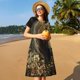 thumbnail image 4 of Balery Palatial Gold Pattern Horse Vestidos sueltos de manga corta para mujer, vestidos de verano 2025, vestidos casuales de corte A con vuelo., 4 of 6