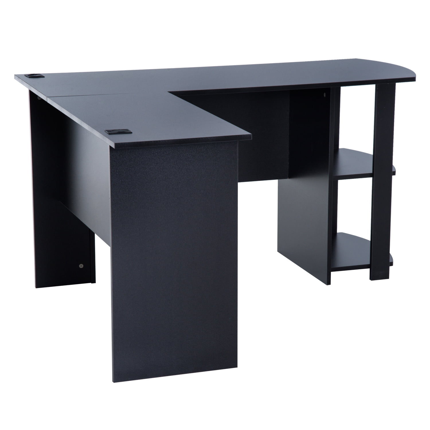 LShaped Computer Desk 2 Shelves Space Saving Home Office Black