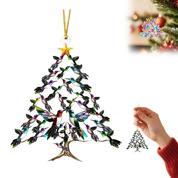 Hummingbird Christmas Ornament, Hummingbird Christmas Decorations, Colorful Stack Hummingbird Home Decor, Outdoor Christmas Tree Listing Souvenir Gift (A_1pcs)