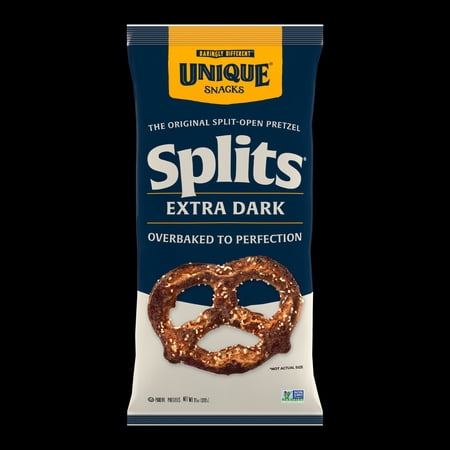 Unique Snacks Pretzels Extra Dark Splits, 11 oz, Bold Flavor, All Natural, Kosher Certified