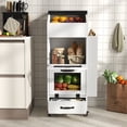 thumbnail image 3 of JOIVI 16.0" Potato and Onion Storage Bin on Wheels, 4-Tier Rolling Fruit and Vegetable Organizer with Side Rack & Drawers, Movable Bread Box Cabinet with Mesh Doors for Kitchen, White, 3 of 8