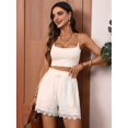 thumbnail image 5 of Womens Shorts Summer Casual Loose Elastic Waist Drawstring Lace Boho Beach Cover Up Shorts Cream White L, 5 of 9