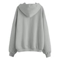 thumbnail image 6 of Women's solid color hooded fleece sweatshirt long sleeve jacket women's street loose zipper top, 6 of 9