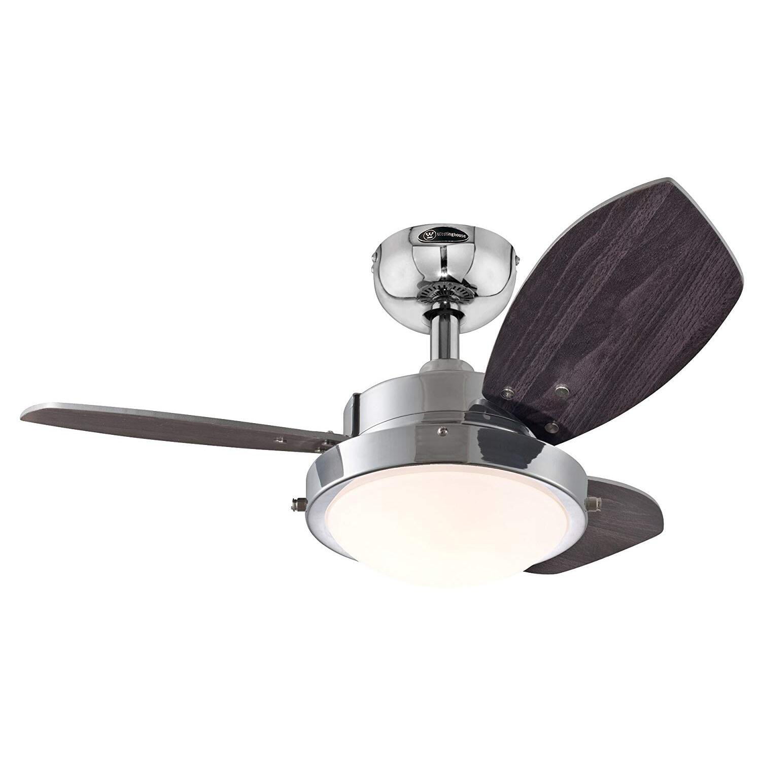 Small Ceiling Fan Light with Pull Cord 105 CM Classic Nickel/Silver 