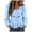 Sky Blue, variant on GEWSEY Women's Hollow Out Eyelet Ruffle Hem Long Puff Sleeve Peplum Tops (Sky Blue, M)