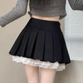 thumbnail image 4 of Byworldtasic Womens Skirts Kawaii Lolita Goth Skirt Fashion Casual Style Zipper A-Line Cute Knot-Bow Lace Trim Pleated Short Skirt, 4 of 6