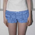 thumbnail image 2 of Womens Lounge Shorts Summer Lace Mini Skirt Low Rise Micro Skirt Asymmetrical Ruffle Hem Flared Lingerie Short Skirts Trousers Pants for Women Blue M, 2 of 5