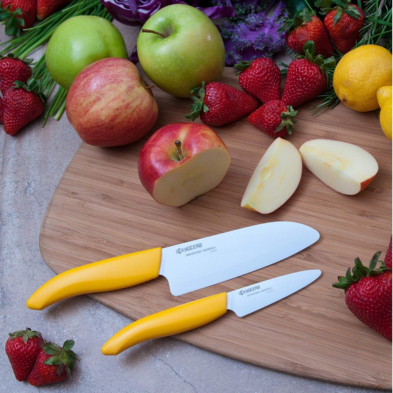 Kyocera 5in Ceramic Utility Knife, wood handle - Ceramic Knives by Kyocera  (KC50)