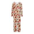 thumbnail image 5 of Puntoco Conjunto de pijama con pantalones largos y cuello en V con estampado navideño para mujer, 5 of 5