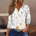 thumbnail image 5 of JULMCOMO Summer Tops for Women 2024 Button Up V Neck Blouses 3/4 Sleeve Fashion Tshirts Floral Print Dressy Casual Tops Tunic, 5 of 5