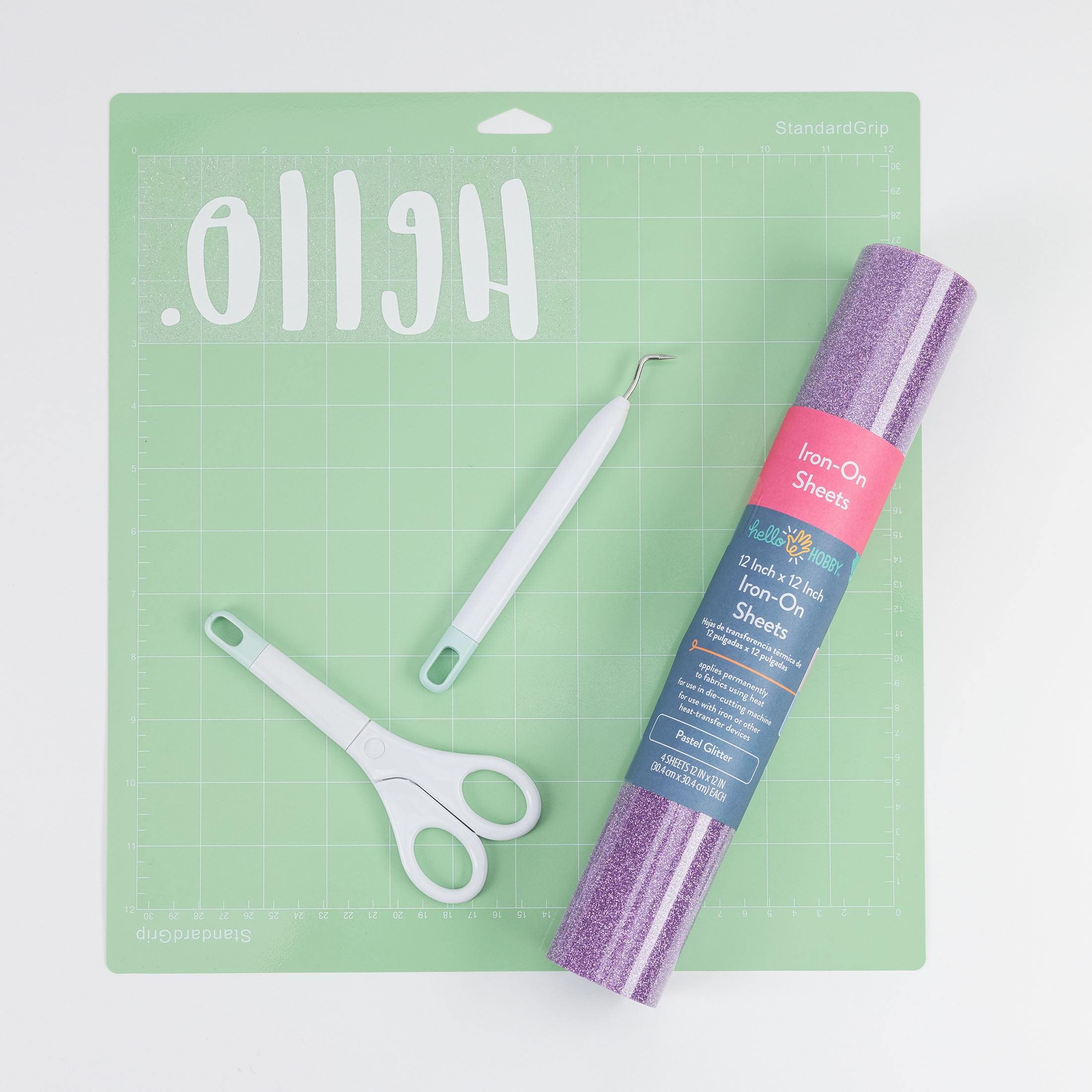 (3 pack) Hello Hobby 12" x 12" Pastel Glitter Sampler Iron-On Sheets (4 Count)