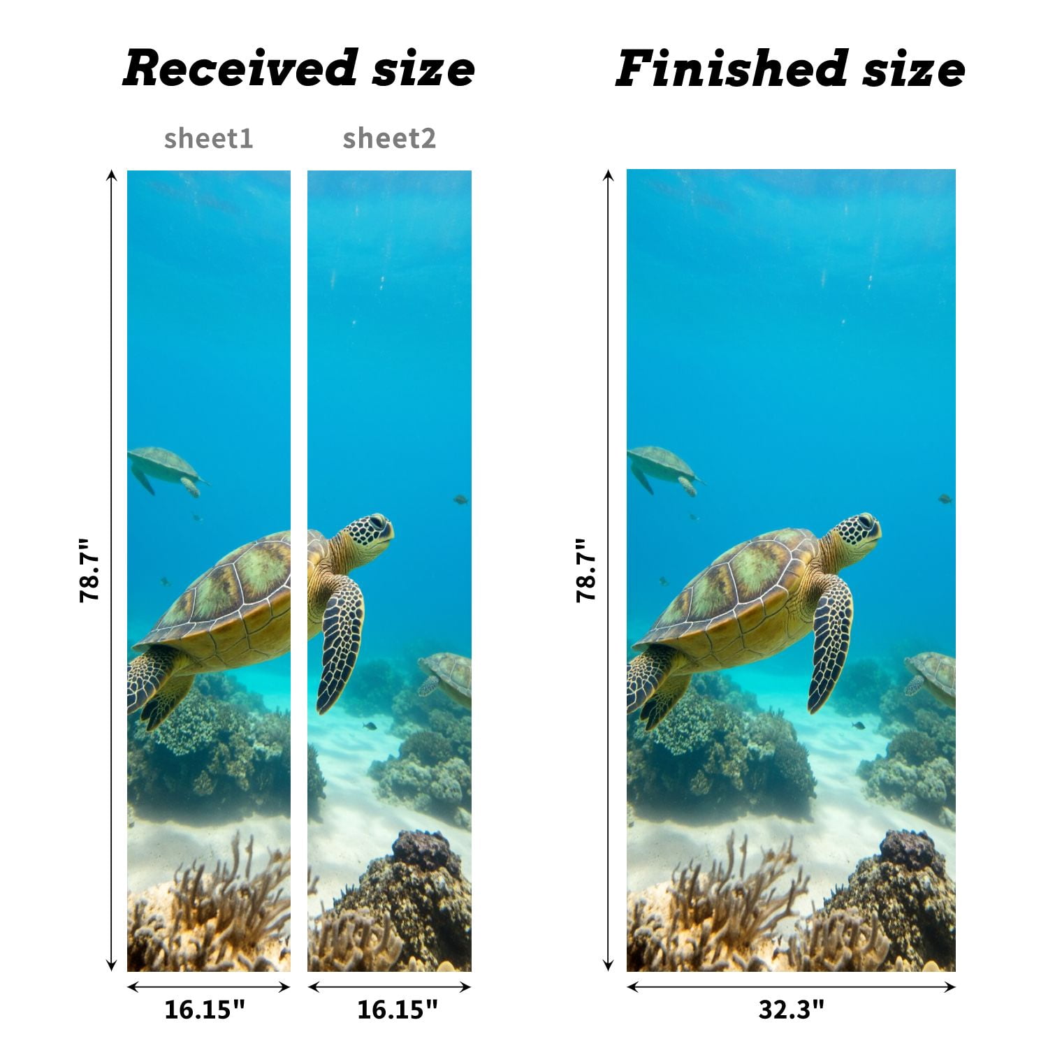 Self Adhesive Vinyl Refrigerator Wrap Set Beautiful Hawaiian Green Sea Turtle Door Mural Removable Fridge Sticker Peel and Stick&nbsp;Full Door Cover Decal Kitchen Bar Decor