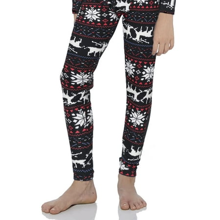 Rocky Kids Base Layer Thermal Pants Long Johns Fleece-Lined Bottoms Christmas Design XL