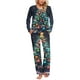 thumbnail image 1 of Puntoco Conjuntos de pijama cómodos para mujer, conjunto de pijama con cuello redondo, pantalones y bolsillo con estampado navideño para mujer, 1 of 5