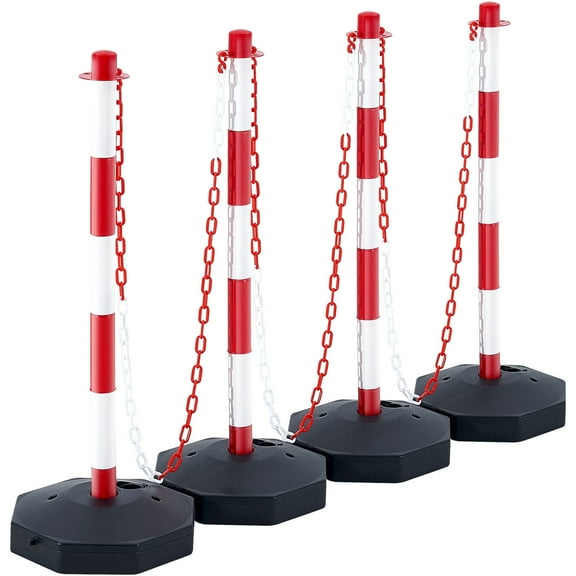 KFFKFF 4PCs Traffic Delineator Post Cones with Fillable Base 8FT Chain Adjustable