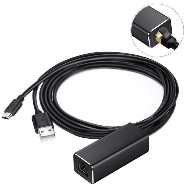 Fire TV Stick Micro USB to RJ45 Adaptateur Ethernet avec Câble d'Alimentation USB