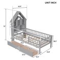 thumbnail image 7 of Twin Size Platform Bed with 2 Drawers, Solid Wood Platform Bed Frame with Fence Guardrails and House-shaped Headboard Bookshelves for Teens Boys and Girls,Gray, 7 of 7