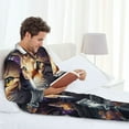 thumbnail image 6 of Yiaed Astronaut Cat Print Men’s Pajamas Set - Long Sleeve Button Down Sleep Shirt and Pajama Bottoms Sleepwear Set Mens Pjs Sets Men's Pajama Bottoms-Medium, 6 of 7