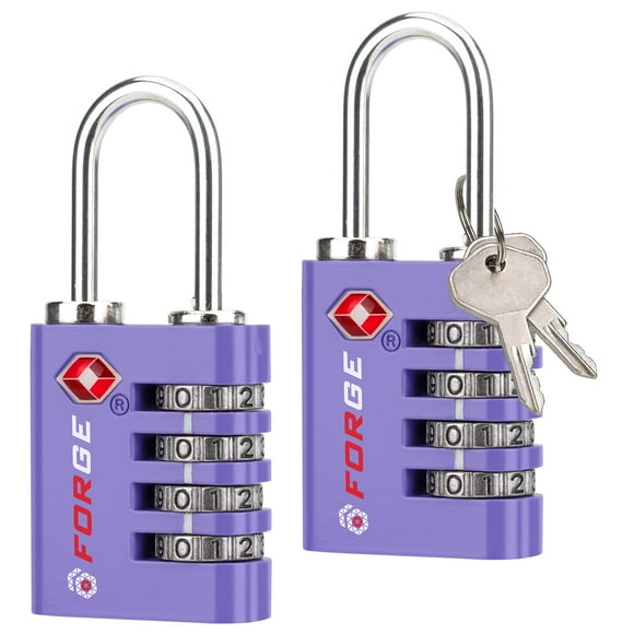 Luggage Lock Forge de doble apertura aprobado por la TSA (morado, paquete de 2)