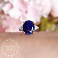 thumbnail image 2 of Oval Sapphire Statement Ring, 6 Carats 10*12 mm Genuine Sapphire Three Stone Ring, 2 of 4