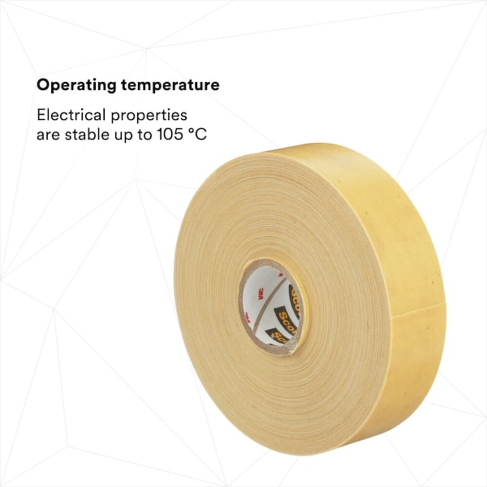 Varnished Cotton Cambric Electrical Tape 2520, Scotch, 3/4 in W x 108 ft L, 8 mil, Yellow