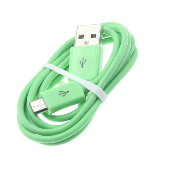 MicroUSB 3ft USB Cable for LG K8X, Tribute Monarch, Phoenix 5, Fortune 3, Aristo 5 - Charger Cord Power Wire Sync Fast Charge Green J2J