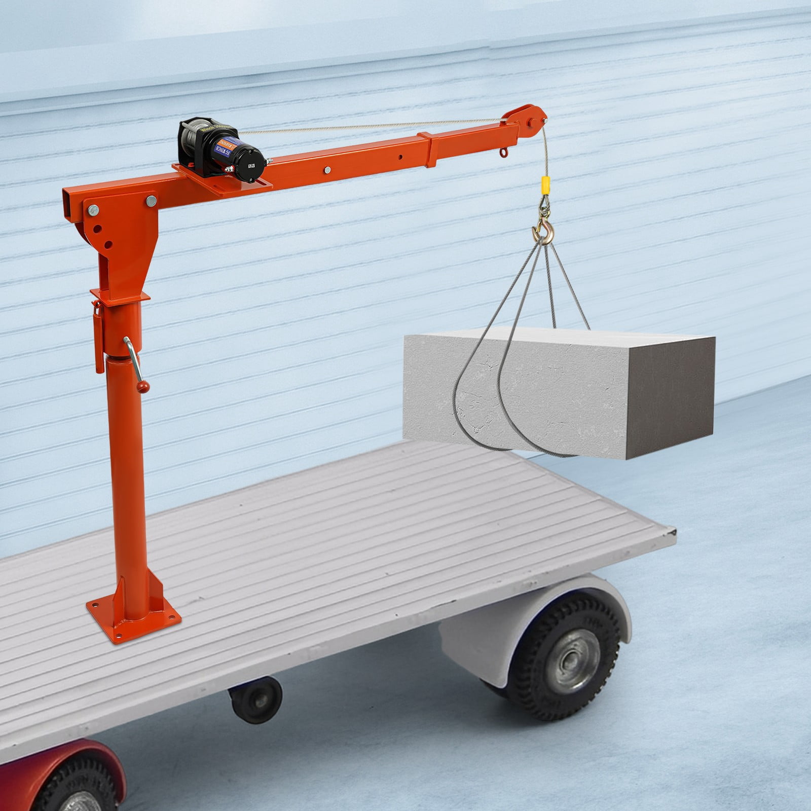 1100LB Truck-Mounted Crane Hoist Pickup Truck Jib Crane w/3000lb Electric Winch For The Construction Industry, Forestry Industry