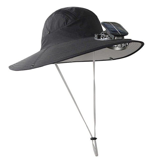 Men's Solar Powered Rechargeable Fishing Hat With Fast Drying and High Speed Fan For Outdoor Activity Fishing Headwear Light gray