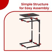 LEDREM 2-Pack C-Shaped End Tables - Slim Sofa Side Tables, 24.4 Height, Steel Frame, Ebonized Oak and Black
