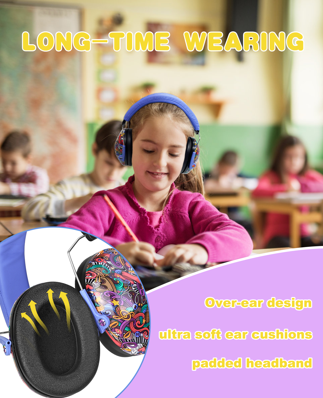 PROHEAR 032 2.0 Auriculares con cancelación de ruido para niños con diadema  ajustable – 25dB NRR Autismo Protección de oídos para niños en la siega