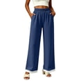 thumbnail image 2 of YuXingFu Womens Linen Pants Women Petite Relaxed Palazzo - Cargo Pocket Summer Navy XXL, 2 of 7