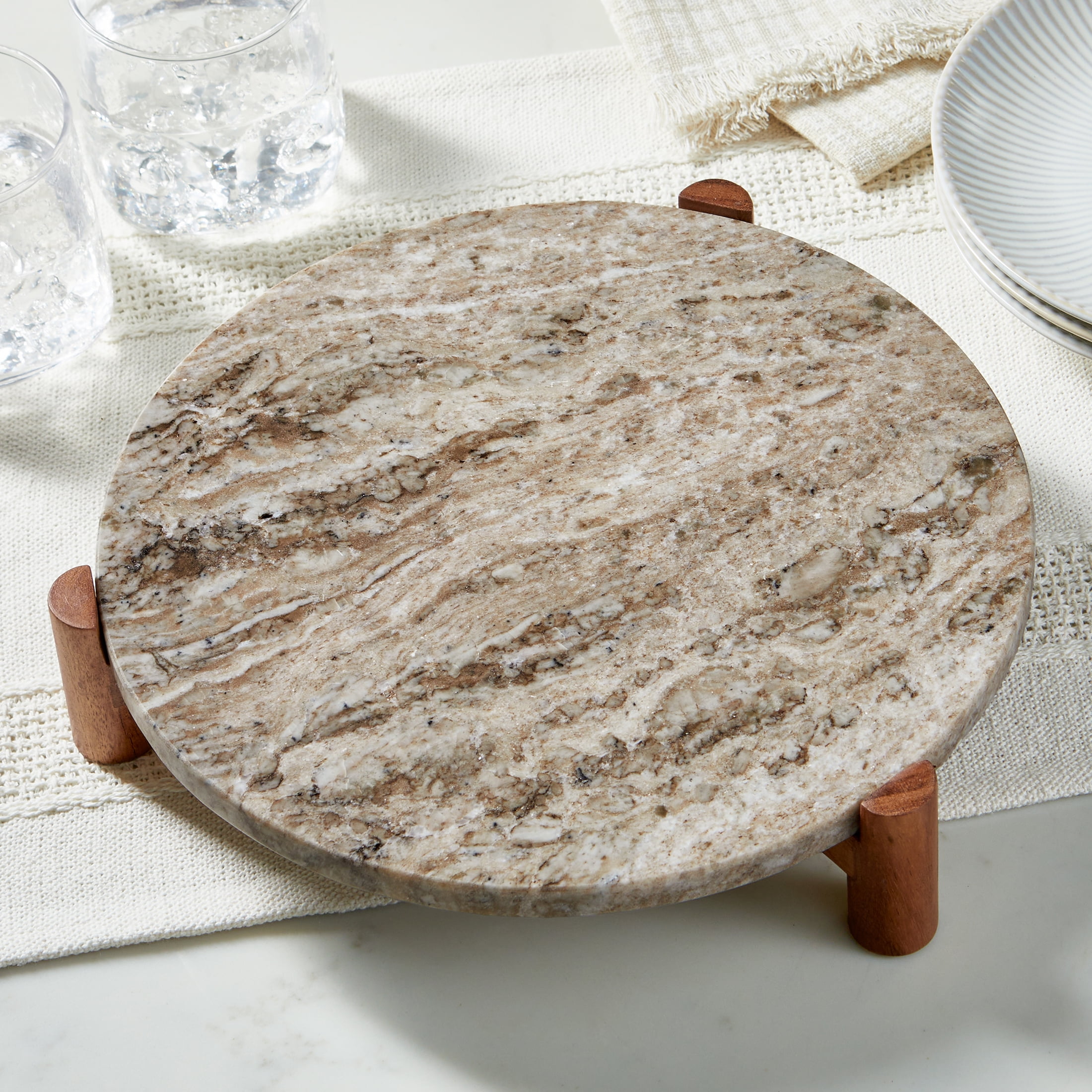 Better Homes & Gardens Natural Marble Trivet with Acacia Wood