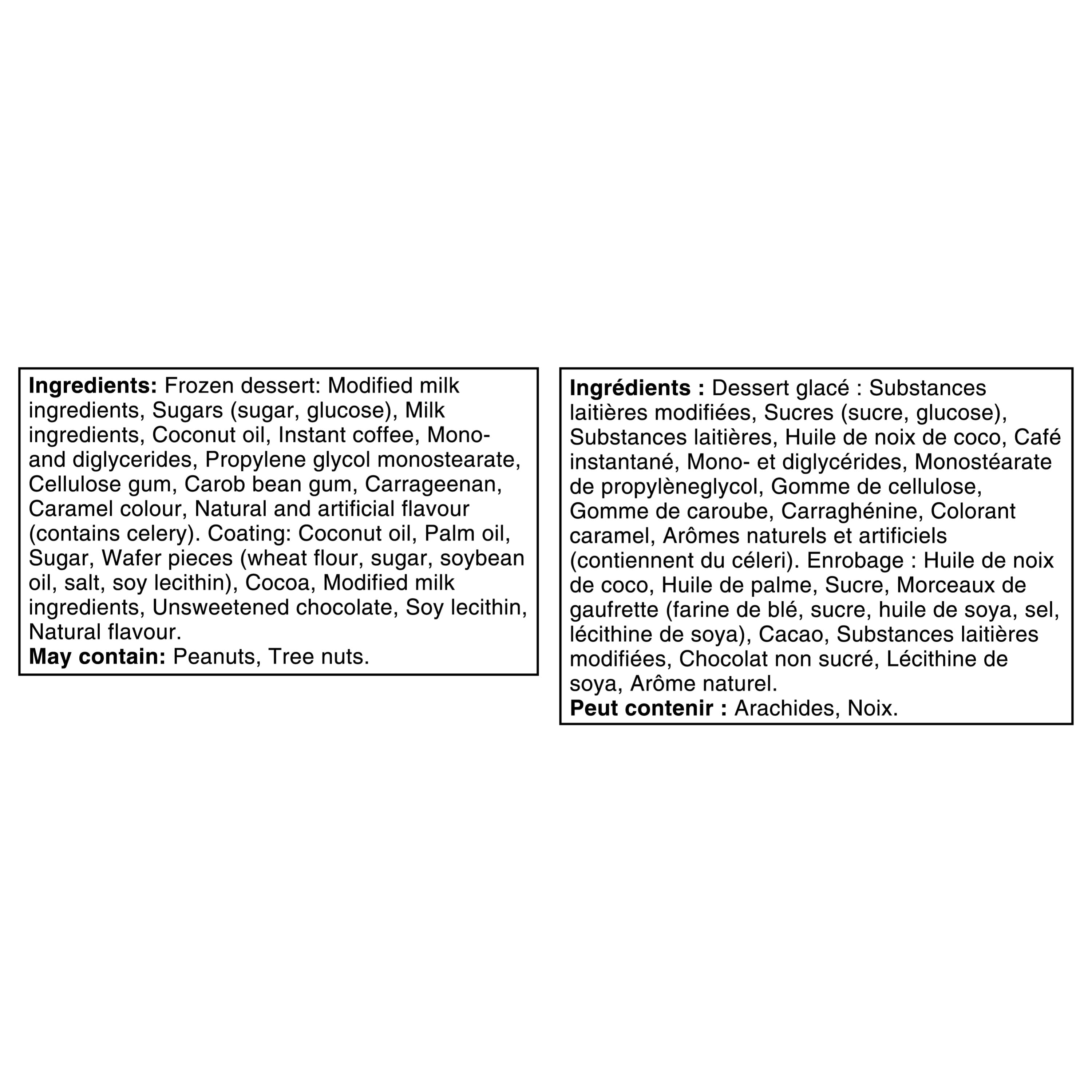 Frozen Dessert Bars, Coffee Frozen Dessert In A Milk Chocolatey Shell With Crispy Wafer Pieces, Crafted In Canada With Canadian Dairy, No Artificial Colours, Individually Wrapped