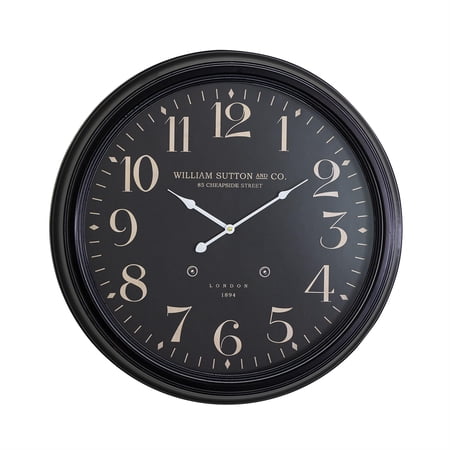 Yosemite Circular Iron Wall Clock Black with Distressed Iron Frame