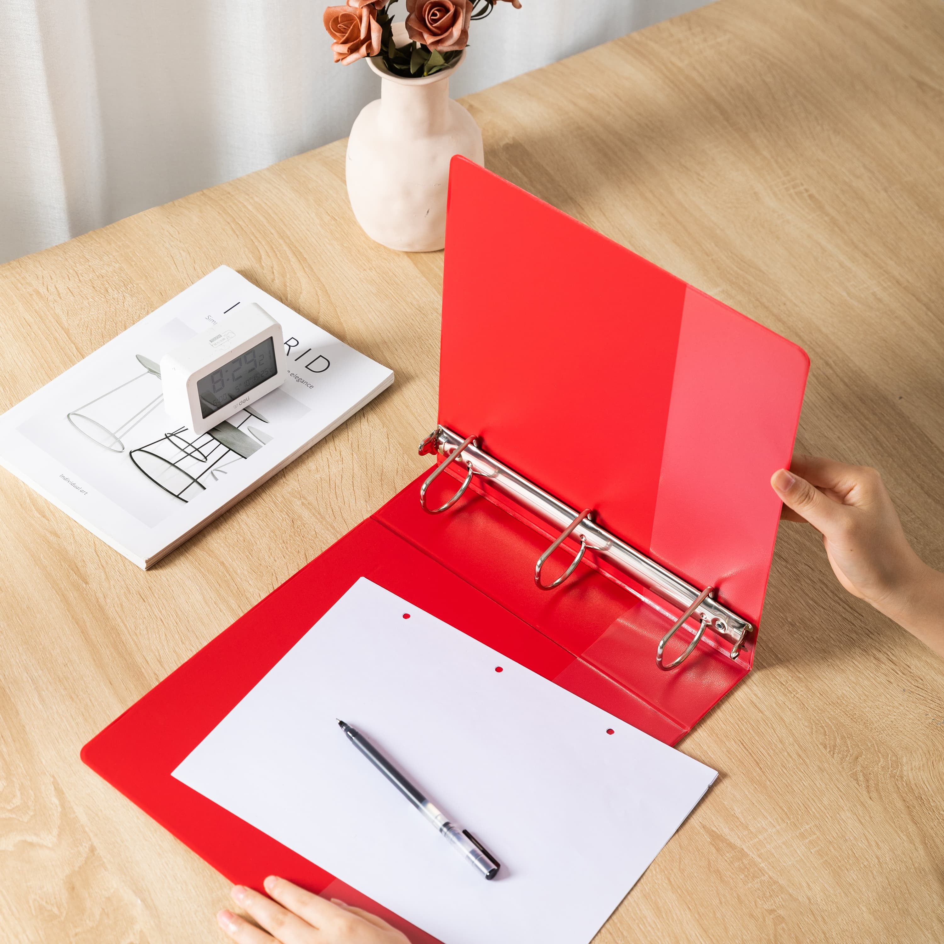 (2 pack) Pen+Gear Durable View 2" D-Ring Binder, Red, 1 Count