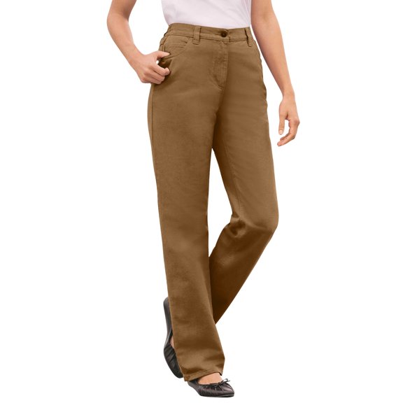 Woman Within Plus Size Perfect Back-Elastic Gap-Free Straight-Leg Cotton Jeans