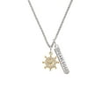 thumbnail image 2 of Delight Jewelry Goldtone Crystal Ship Wheel - Direction Silvertone Fearless Bar Charm Necklace, 23", 2 of 4