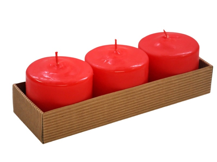 3" x 3" Red Pillar Candles (Set of 3)