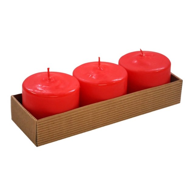 3" x 3" Red Pillar Candles (Set of 3)