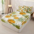 thumbnail image 2 of Manfei Harvest Pumpkin Print Zipper Twin Comforter Sets with Fitted Sheet and 2 Pillowcases,Watercolor Pumpkin Print Zipper Bedding Set,Polkadot Reversible,4-Piece, 2 of 7
