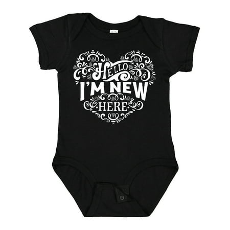 

Inktastic Hello Im New Here Baby Heart Gift Baby Boy or Baby Girl Bodysuit