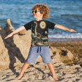 thumbnail image 3 of FORMRS Boys Rash Guard Short Sleeves Swim Shirt Quick Dry UPF 50+ Sun Protection, Sizes 3-12T, Black Dinosaur, 3 of 6